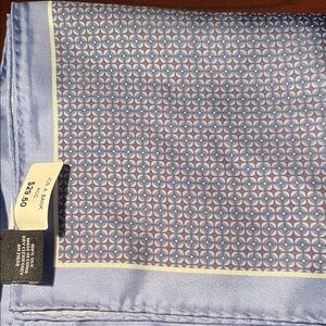 100% Silk Jos A Bank Light Blue Geometric Pocket Square
